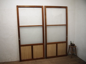 taS542*(2)[H188cm×W87cm] высота. есть большой старый из дерева стекло дверь * двери раздвижная дверь рама retro Vintage преобразование L внизу 