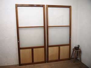 taS544*(4)[H188cm×W87cm] height. exist large old wooden glass door * fittings sliding door sash retro Vintage reform L under 