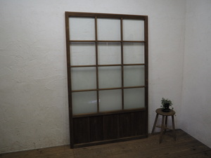 taU091*(1)[H176,5cm×W113,5cm]* antique *.... glass. large old wooden sliding door * fittings wave glass door sash old furniture retro M under 