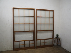 taU414*(4)[H175,5cm×W90cm]×2 sheets * Showa Retro . taste ... old tree frame glass door * fittings sliding door sash old Japanese-style house block shop reform L under 
