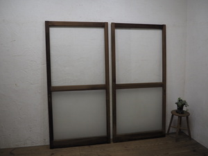 taV065*[H176,5cm×W86,5cm]×2 sheets * Vintage * firmly considering . structure .. retro old wooden glass door * fittings sliding door sash old Japanese-style house reproduction L under 