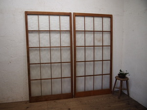 taR190*[H176,5cm×W88cm]×2 sheets * Showa Retro . old wooden glass door * fittings sliding door sash housing reform L under 