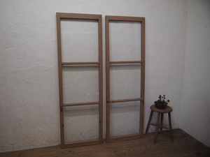 taR938*(2)[H153,5cm×W50,5cm]×2 sheets * retro taste ... old tree frame glass door *. pavilion fittings sliding door sash old Japanese-style house block shop Vintage K.1