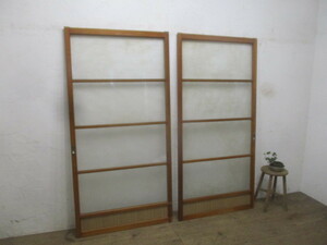 taL504*(2)[H174,5cm×W86,5(87,5)cm]×2 sheets * pretty design glass. retro old wooden glass door * fittings sliding door block shop L under 