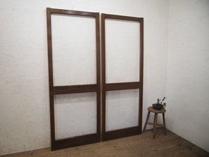 taR698*(3)[H179,5cm×W68cm]×2 листов * Vintage * ретро старый дерево рамка-оправа стекло дверь * двери раздвижная дверь рама вход дверь окно старый дом в японском стиле воспроизведение L внизу 