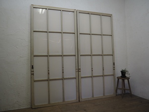 taU137*(2)[H186cm×W88,5cm]×2 листов * Vintage * симпатичный белый краска. большой старый дерево рамка-оправа раздвижная дверь * двери рама lino беж .nM внизу 