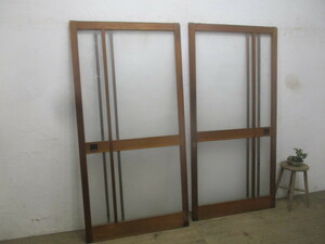 taL473*[H177cm×W89cm]×2 листов * ретро тест ... старый из дерева стекло дверь * двери раздвижная дверь старый дом в японском стиле воспроизведение блок магазин античный L внизу 