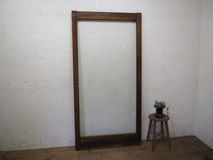taV553*(3)[H177,5cm×W89cm]* античный * большой один листов стекло. старый дерево рамка-оправа раздвижная дверь *. павильон двери стекло дверь вход дверь рама retro L внизу 