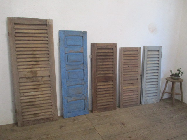 フランスアンティーク 扉 1対 小さめサイズ パーテーション ヴォレー シャビー ドア 折れ戸 木戸 木製 ブロカント