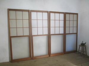 taQ861*[H176,5cm×W67,5cm]×4 sheets * glass entering * retro old shoji door * fittings sliding door old Japanese-style house peace . reform antique peace .M under 