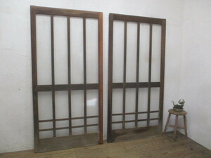 taM679*(1)[H183cm×W90,5cm]×2 sheets * retro taste ... large old wooden glass door * fittings sliding door entranceway door old Japanese-style house block shop peace . antique L under 