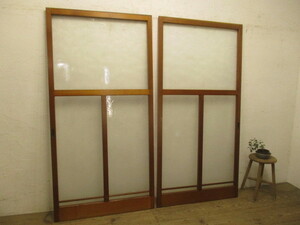 taK328*(2)[H176cm×W88cm]×2 sheets * retro taste ... old wooden glass door * fittings sliding door Showa era sash old Japanese-style house block shop reform L under 