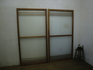 taQ592*(2)[H176,5cm×W90,5cm]×2 листов * ретро тест ... старый из дерева стекло дверь * двери раздвижная дверь рама старый дом в японском стиле блок магазин античный M внизу 