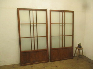 taI012*(2)[H176cm×W91cm]×2 sheets * antique * retro old wooden glass door * fittings sliding door marks lie Cafe old Japanese-style house L under 
