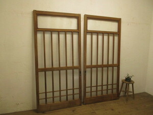 taJ067*[H182cm×W88cm]×2 sheets * antique * retro old wooden glass door * fittings sliding door old Japanese-style house reproduction block shop reform L under 