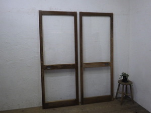taT859*(2)[H178cm×W68cm]×2 листов * Vintage * ретро старый дерево рамка-оправа стекло дверь * двери раздвижная дверь рама вход дверь старый дом в японском стиле lino беж .nL внизу 