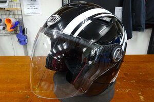 THH　ジェットヘルメット　ブラック/ホワイト　サイズXL