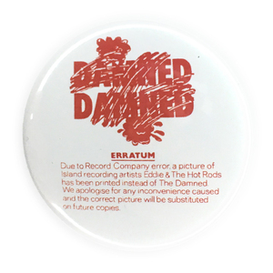 デカ缶バッジ 58mm DAMNED ダムド NEAT Stiff recrds Eddie &The Hotrods UK 70's PUNK パンク Power Pop パワーポップ KBD New Wave