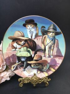アメリカヴィンテージ ◆ 限定生産　1994年　Hadley House 「ドルトン ギャング」猫の絵皿　ネコの飾り皿