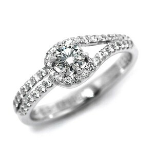 婚約指輪 安い エンゲージリング ダイヤモンド プラチナ 0.4カラット 鑑定書付 0.435ct Fカラー I1クラス 3EXカット CGL