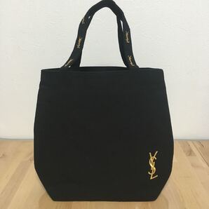 新品 YSL イヴサンローラン 刺繍 トートバッグ エコバック YVES SAINT LAURENT ブラック 黒