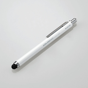 タッチペン ペン先に高密度ファイバーチップ採用、ペン先を収納でき、ペン先の摩擦や汚れなどを防ぐノックタイプ: P-TPCNWH