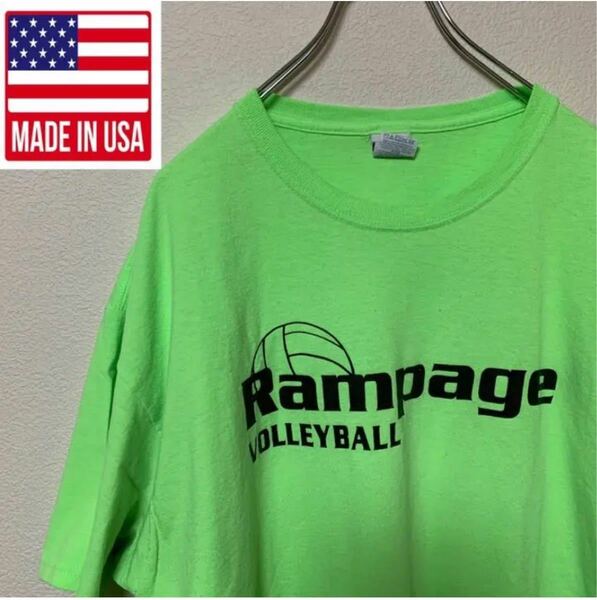 USA古着 ライトグリーン JERZEES ジャージーズ 企業プリント ビッグサイズ volleyball 半袖Tシャツ