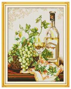 クロスステッチキット シャルドネ 白ワイン 14CT 34×43cm 図案印刷あり