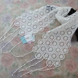 送料無料♪新品♪コットンモチーフレースストール♪オフホワイト
