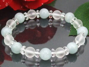 *** aquamarine & frosty. crystal bracele 3 month birthstone!... Power Stone free shipping (a_r)b