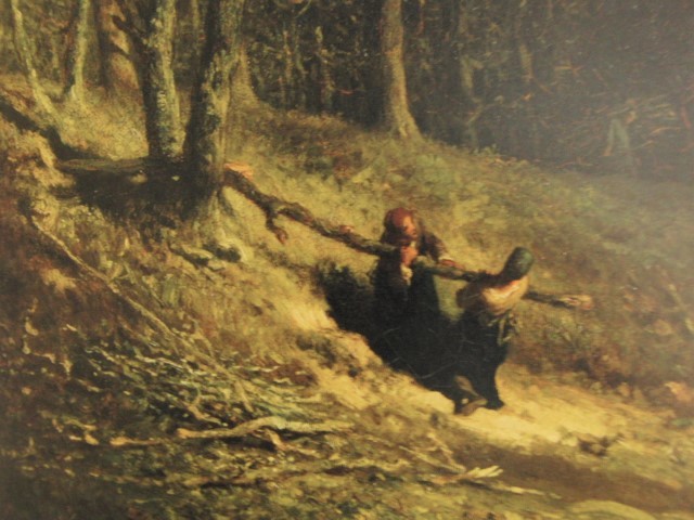 Jean-François Millet, [Collecte de bois de chauffage], Provenant d'une rare collection d'art encadrant, En bonne condition, Nouveau cadre inclus, Jean-François Millet, Peinture, Peinture à l'huile, Nature, Peinture de paysage