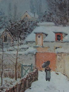 アルフレッド・シスレー、【雪のルーヴシエンヌの庭】、希少な額装用画集より、状態良好、新品額装付、Alfred Sisley