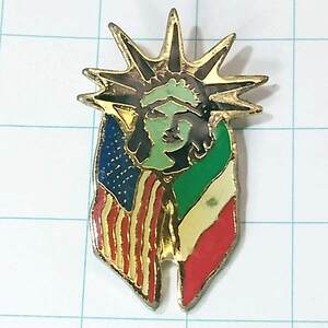送料無料)アメリカXイタリア 国旗 自由の女神 ピンバッジ ピンズ PINS A09320