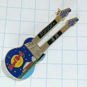 送料無料)Hard Rock Cafe 2連ギター 青 ハードロックカフェ PINS ブローチ ピンズ A09933