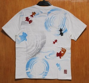 SALE！絡繰魂♪10 (XL)212090 金魚遊覧 刺繍 半袖Ｔシャツ 