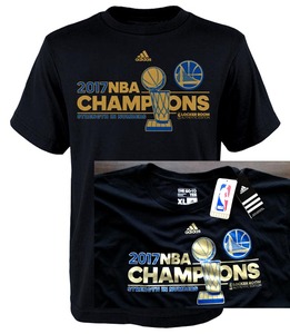 【既決USA】2017 NBA CHAMPIONS@完売胸元【adidas Golden State Warriors 2017 NBA Finals Champions Locker Room Tee】半袖Tシャツ@黒@XL