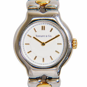 本物 ティファニー Tiffany &amp;Co. ティソロ コンビ 腕時計 QZ クオーツ 電池式 ステンレス ホワイト文字盤 L0112 レディース 中古