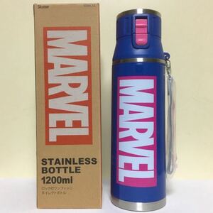 新品 MARVEL マーベルロゴ(ネイビー)保冷ダイレクトステンレスボトル 直飲み水筒 大容量1200ml 超軽量