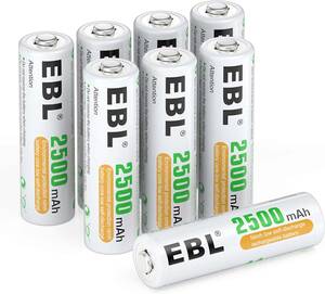 EBL 単三電池 充電式 ニッケル水素充電池　8本入り 防災電池 1.2V 高容量2500mAhで長持ち 約1200回使用可能 液