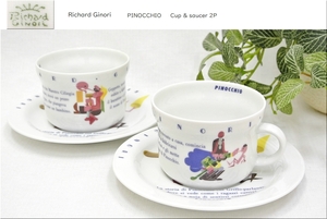 展示保管品◆Richard Ginori リチャードジノリ　PINOCCHIO ピノキオ　 カップ＆ソーサー 2客◆