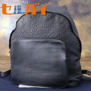 本物 美品 ジョルジオブラット 極希少 グレインラムレザー ラージサイズ メンズバックパック ブラック リュックサック シティバッグ 袋付