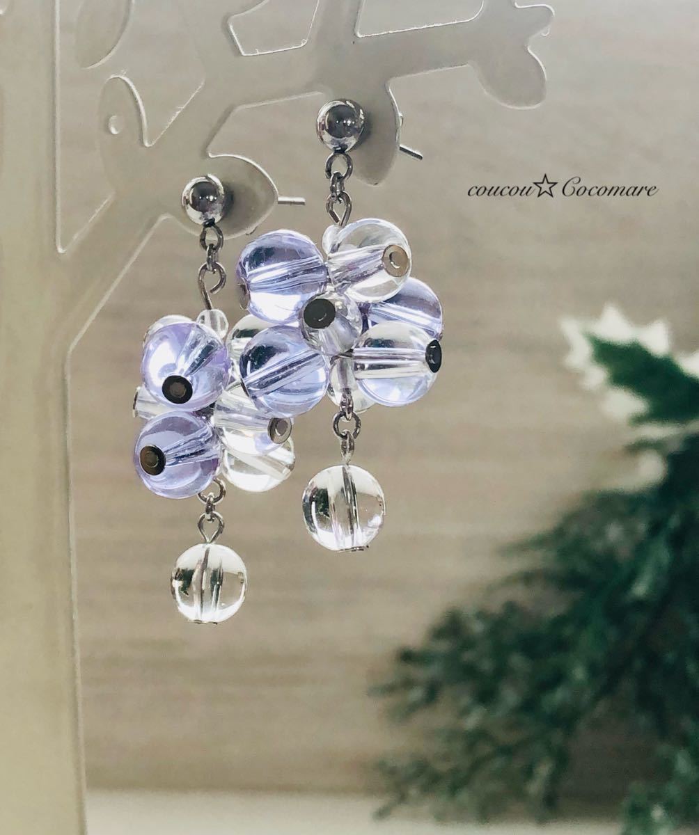 Boucles d'oreilles été à pois《Violet alexandrite》Acier inoxydable chirurgical, Fait main, Accessoires (pour femmes), Des boucles d'oreilles, Des boucles d'oreilles