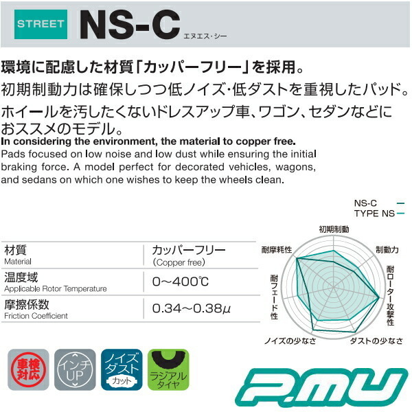 プロジェクトミューμ NS-Cブレーキパッド前後セット ZC31Sスイフトスポーツ 05/9~10/9 プロジェクトミューμ NS-Cブレーキパッド前後セット ZC31Sスイフトスポーツ 05/9~10/9