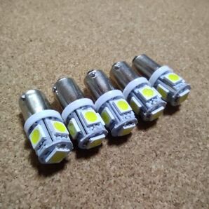 送料無料:BA9S 1CHIP 5連 ホワイト LED 4個
