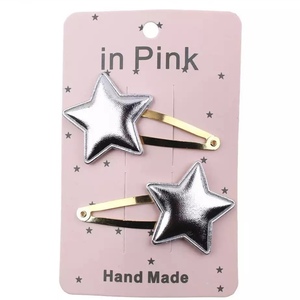 * new goods * Kids for hairpin hair clip patch n pin 2 piece set Star star silver lovely pretty hair ornament for children girl front . stylish wedding go in . type 