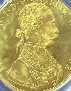 【最高鑑定】1915 オーストリア フランツ・ヨーゼフ 1世 4ダカット金貨 MS67CAM イギリス ウナとライオン エリザベスコイン銀貨でなし