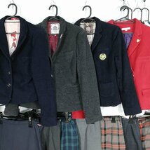 韓国制服 1円 中古 韓流 学生 ブレザー セーラー スカート ブラウス セット チェック 中学 高校 コスプレ 詰合わせ 39CS-204_画像3