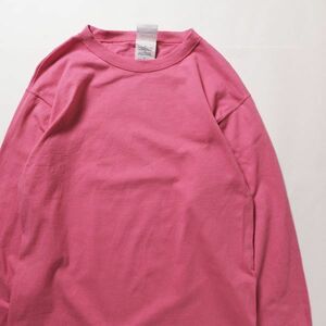 90's 00's USA製 SANTEE クルーネック ロングスリーブ Tシャツ 長袖 (S) ピンク 無地 ロンＴ 90年代 00年代 アメリカ製 旧タグ オールド