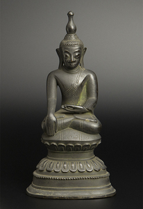 明 銅雕&#37322;迦&#29279;尼佛坐像　仏像 中国 古美術