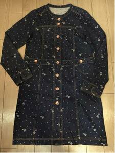 ! Franche Lippee Denim One-piece long sleeve .. . mushroom lady's M size feather weave as . unused!